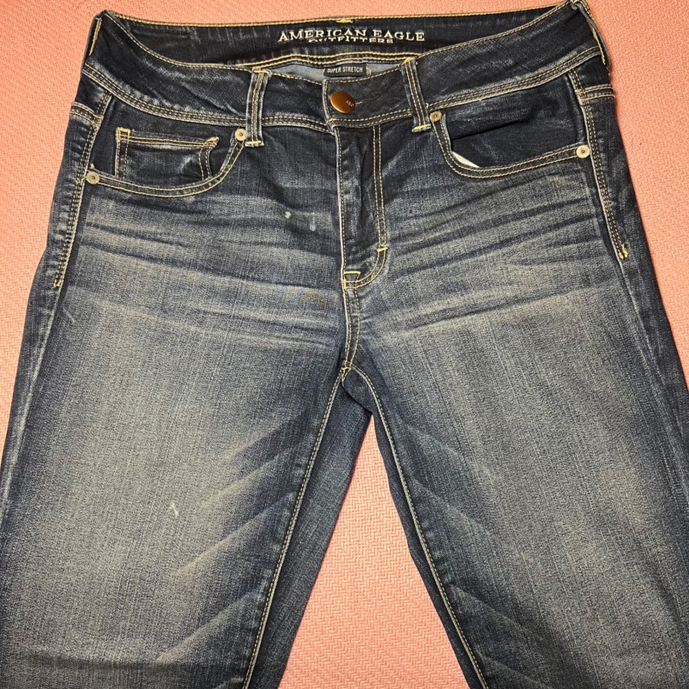 American Eagle Kick Boot Super Stretch Dark Wash Jeans Womens Size 8 Regular - Picture 5 of 8